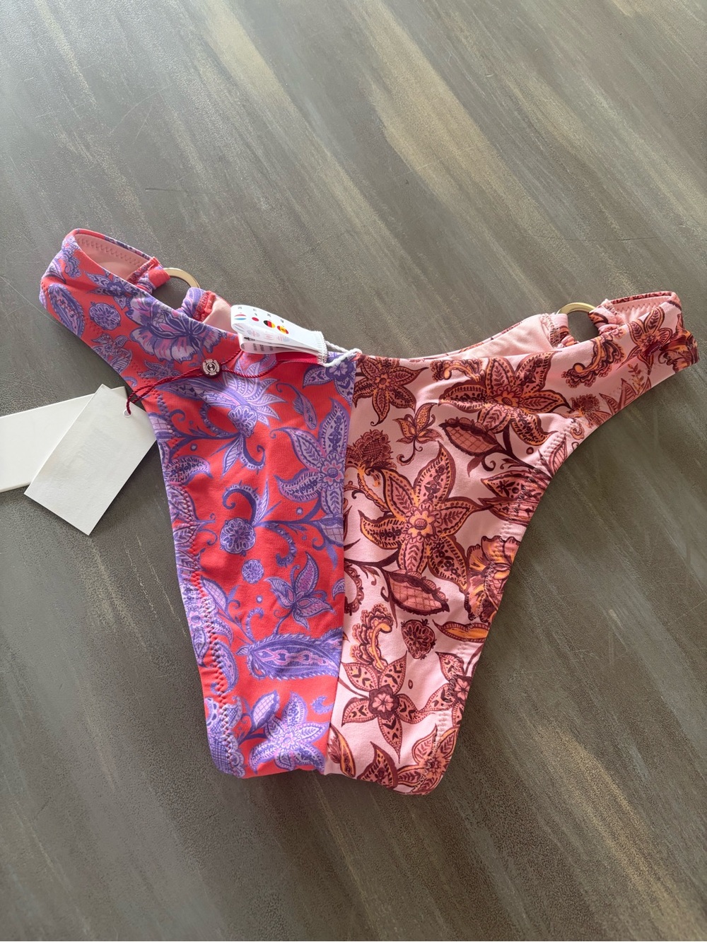 Red Carter Floral Print Bikini Bottoms - Pink & Purple